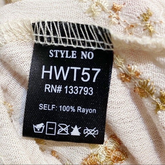 POL Floral Boho Cottagecore Babydoll Embroidered Ruffle Blouse M - Picture 11 of 11